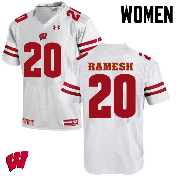Wisconsin Badgers Women's #20 Austin Ramesh NCAA Under Armour Authentic White College Stitched Football Jersey LN40L55GM